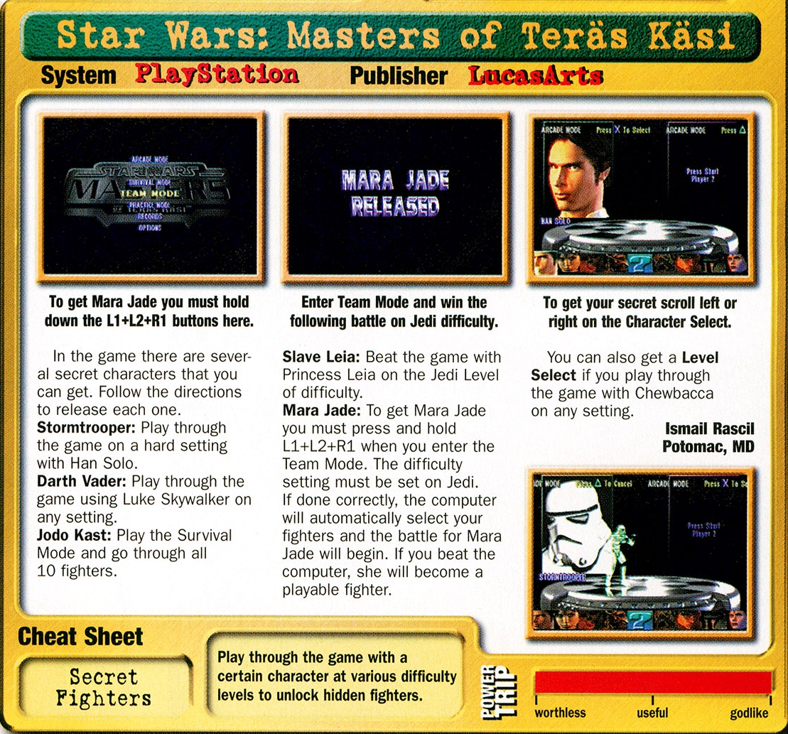 Star Wars: Masters Of Teras Kasi Cheats